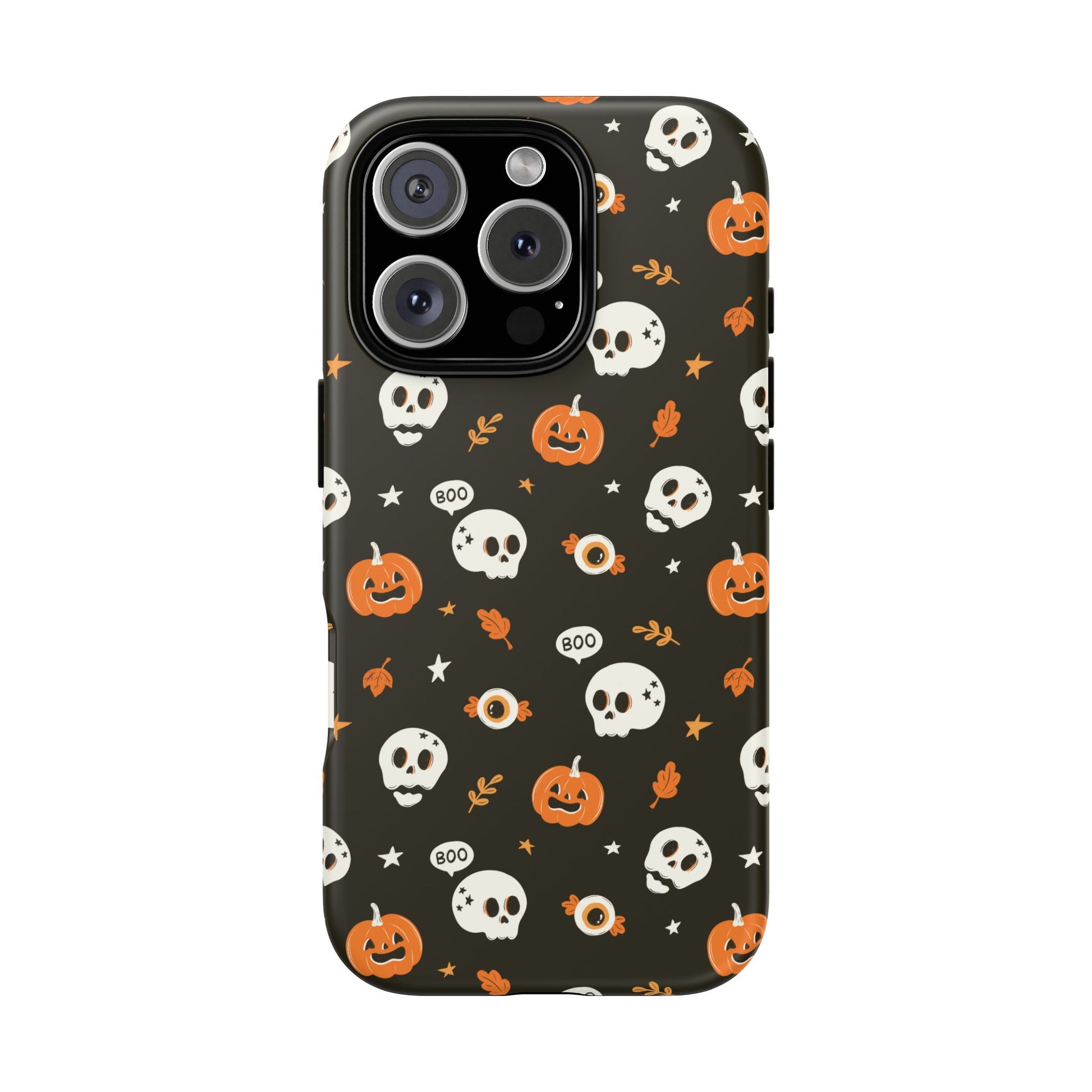 iPhone 16 Pro phone case - Pumpkin and Cute Skulls Pattern