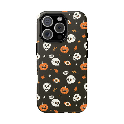 iPhone 16 Pro phone case - Pumpkin and Cute Skulls Pattern