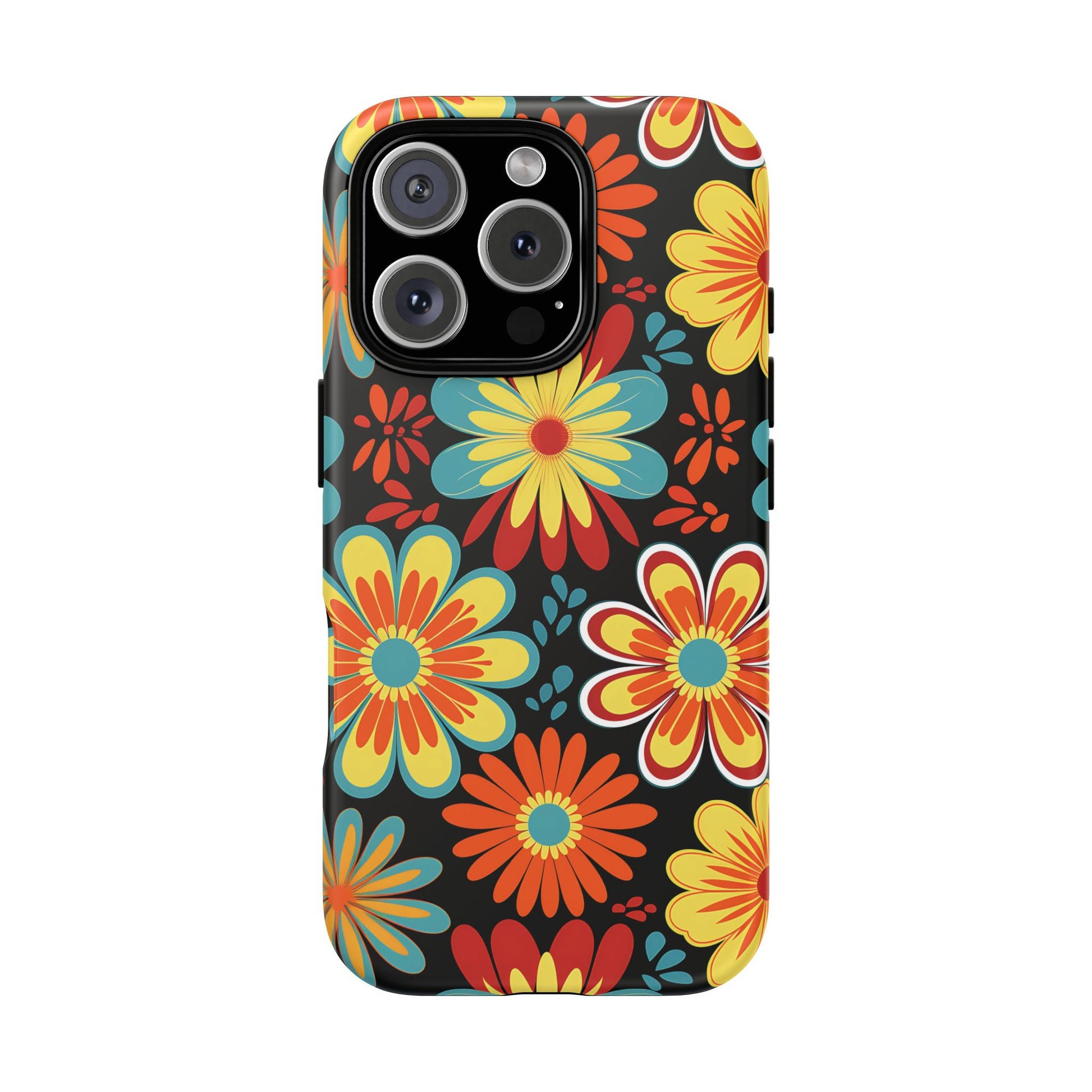 iPhone 16 Pro phone case - Retro Style Flowers Pattern