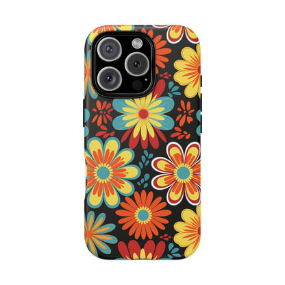 iPhone 16 Pro phone case - Retro Style Flowers Pattern