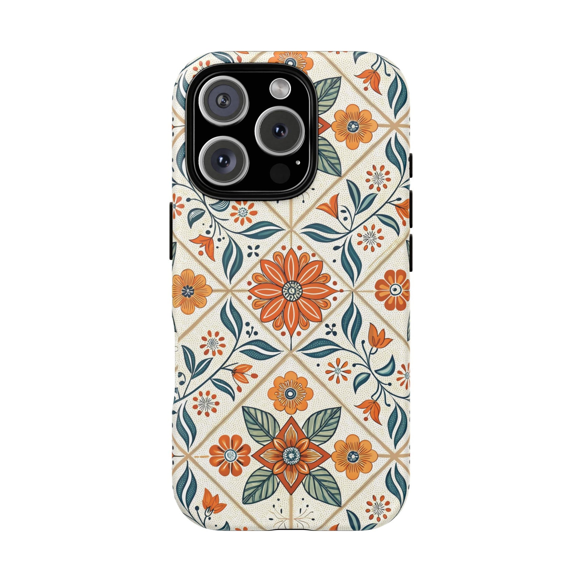 iPhone 16 Pro phone case - Tiles Floral Pattern