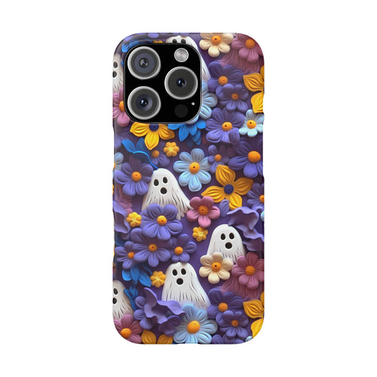 iPhone 16 Pro snap phone case - Clay Flowers & Ghosts