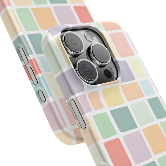 iPhone 16 Pro snap phone case close up - Pastel Blocks