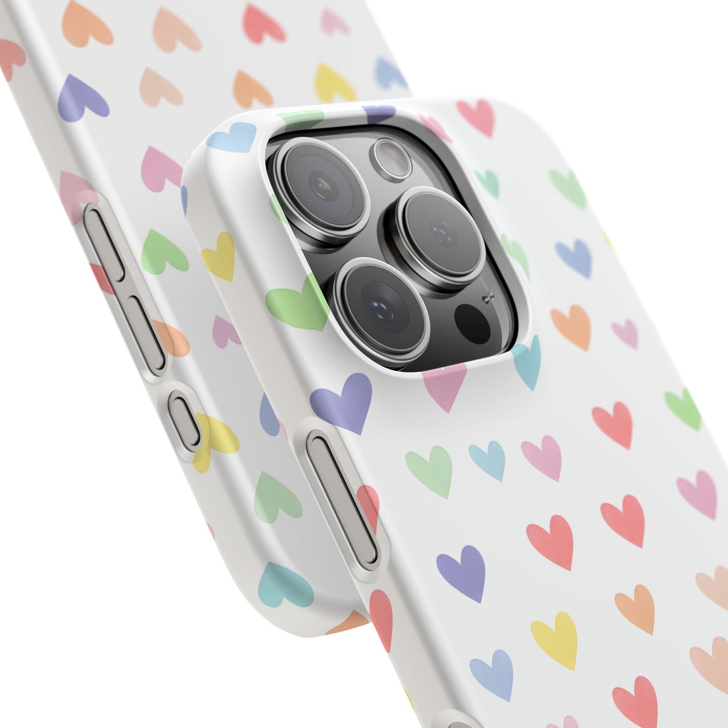 iPhone 16 Pro snap phone case close up - Pastel Heart Shapes Pattern