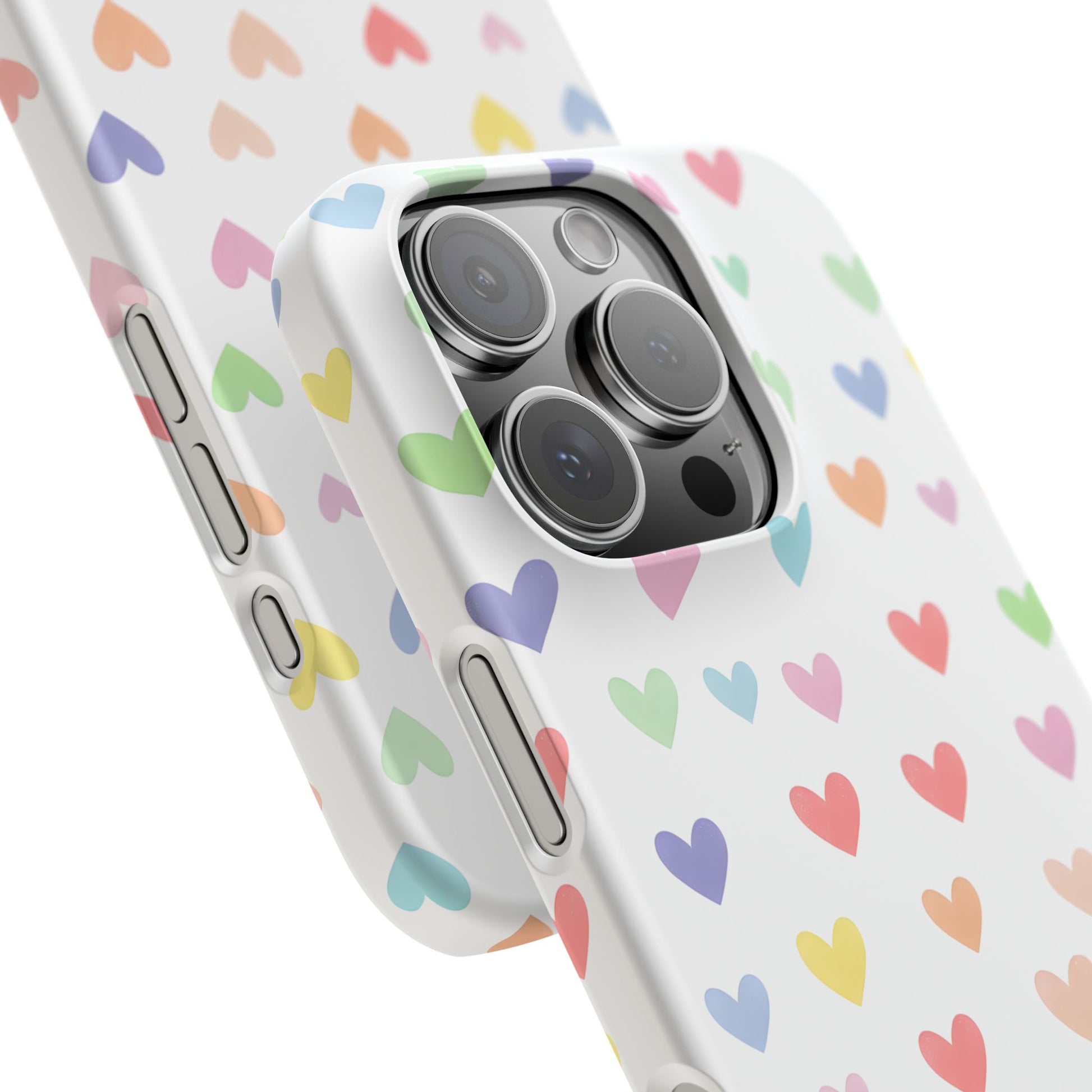 iPhone 16 Pro snap phone case close up - Pastel Heart Shapes Pattern