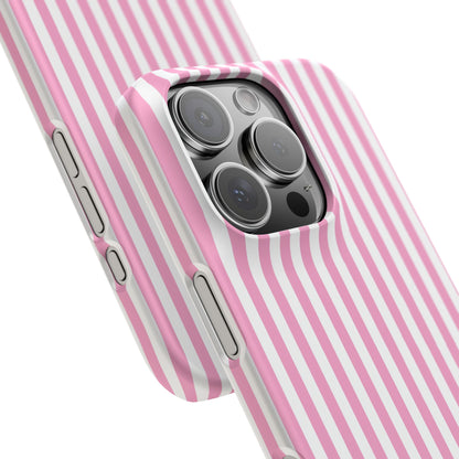 iPhone 16 Pro snap phone case close up - Pink Stripes 