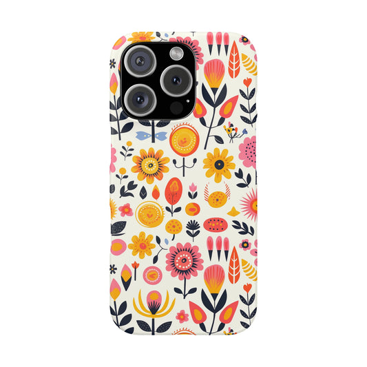 iPhone 16 Pro snap phone case - Colourful Floral Pattern