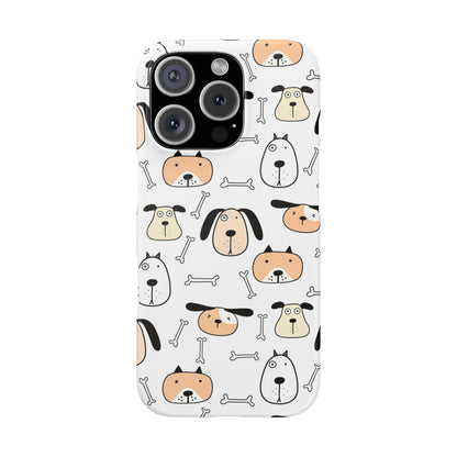 iPhone 16 Pro snap phone case - Cute Dogs and Bones