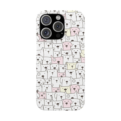 iPhone 16 Pro snap phone case - Cute Yellow Pink Dogs Drawing
