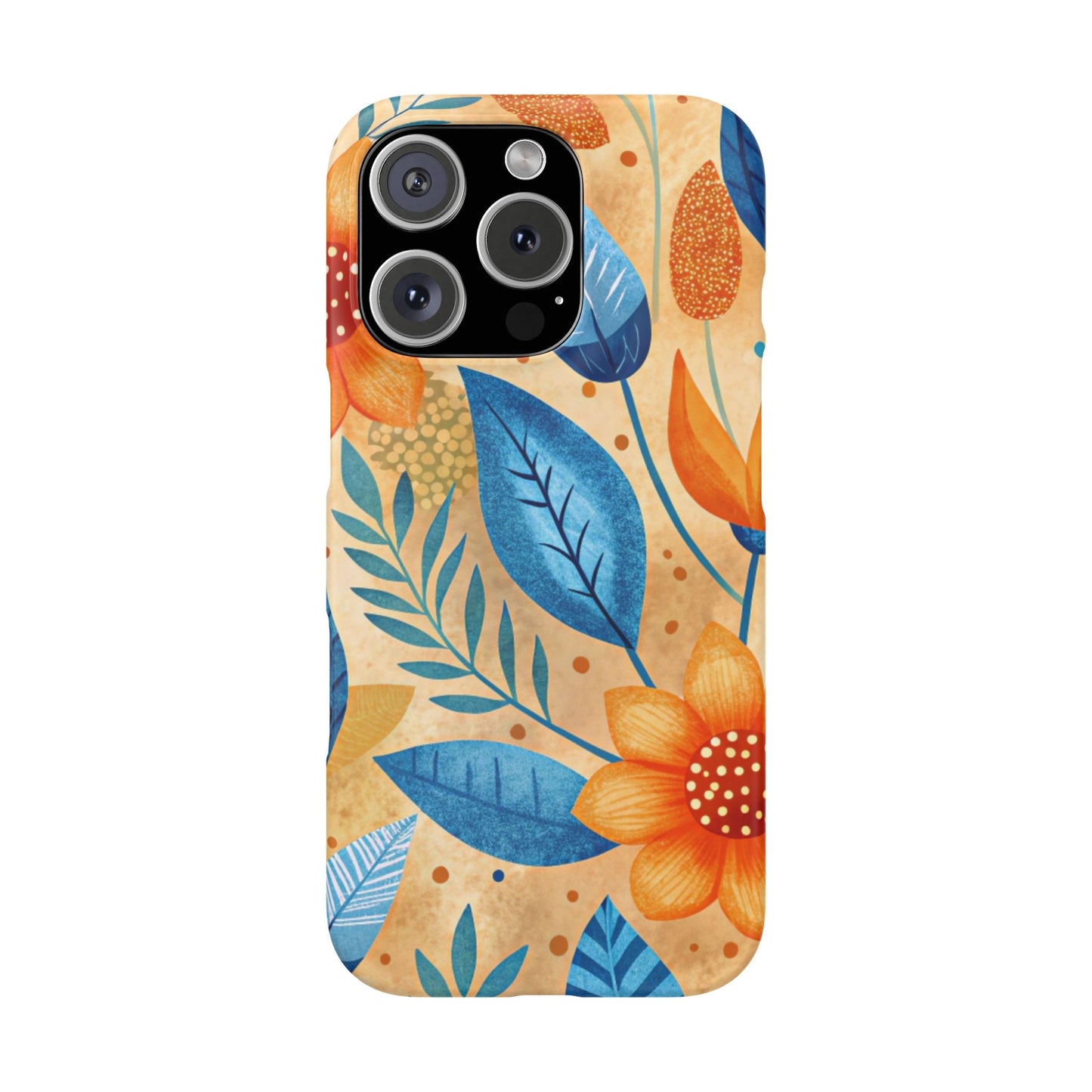 iPhone 16 Pro snap phone case - Orange Blue Floral