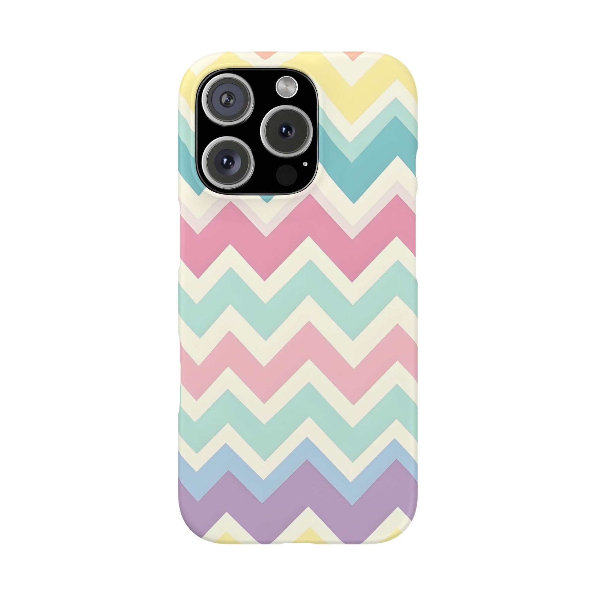 iPhone 16 Pro snap phone case - Pastel Chevron Pattern