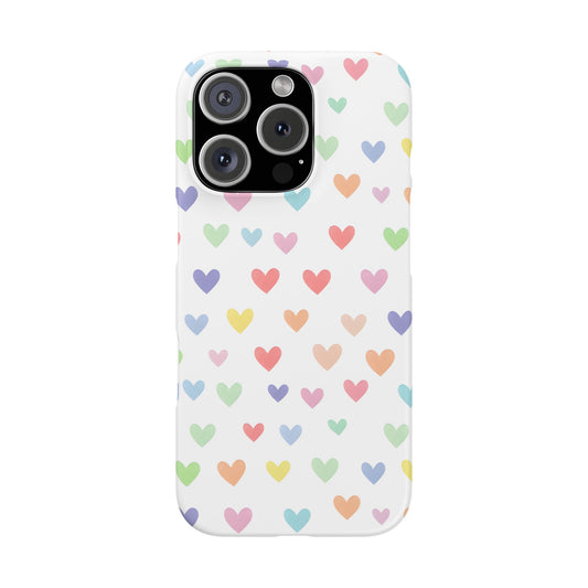 iPhone 16 Pro snap phone case - Pastel Heart Shapes Pattern