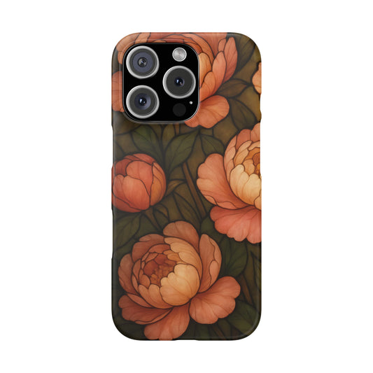 iPhone 16 Pro snap phone case - Peony Stained Glass