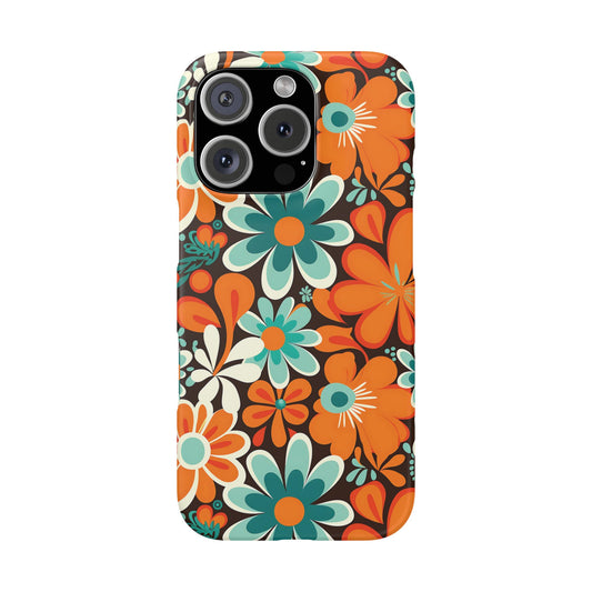 iPhone 16 Pro snap phone case - Retro Groovy Floral
