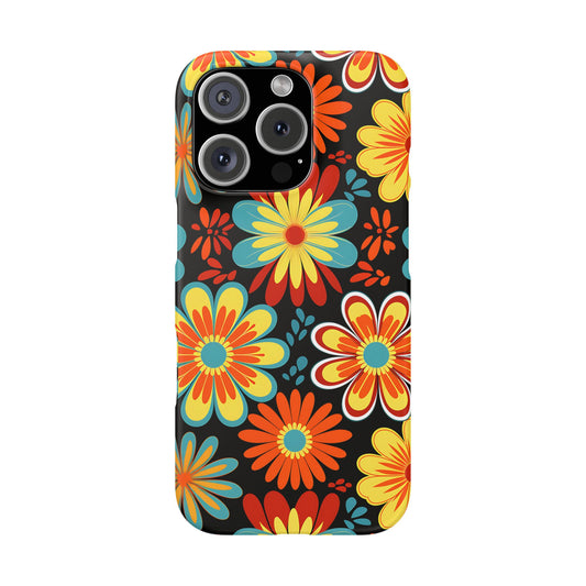 iPhone 17 Pro snap phone case - Retro Style Flowers Pattern