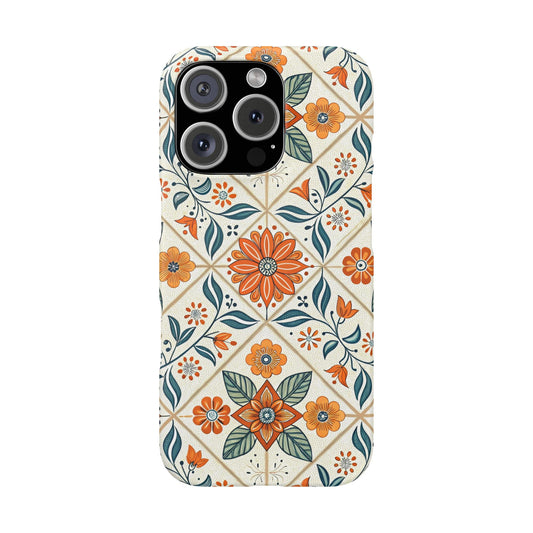 iPhone 16 Pro snap phone case - Tiles Floral Pattern