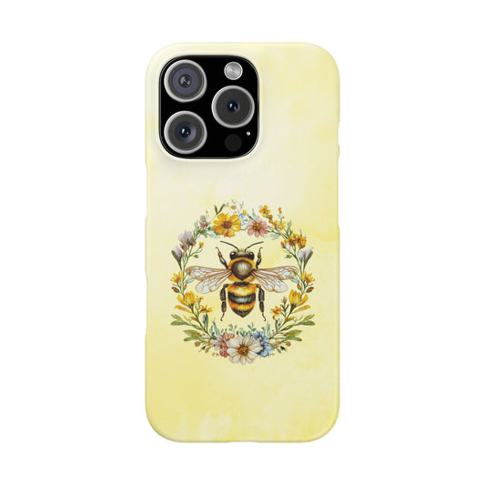 iPhone 16 Pro snap phone case - Whimsical Bee with Floral
