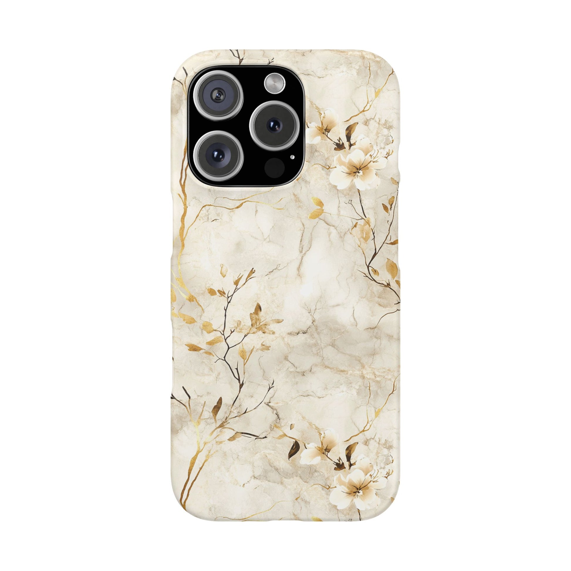 iPhone 16 Pro snap phone case - White Flora Marble