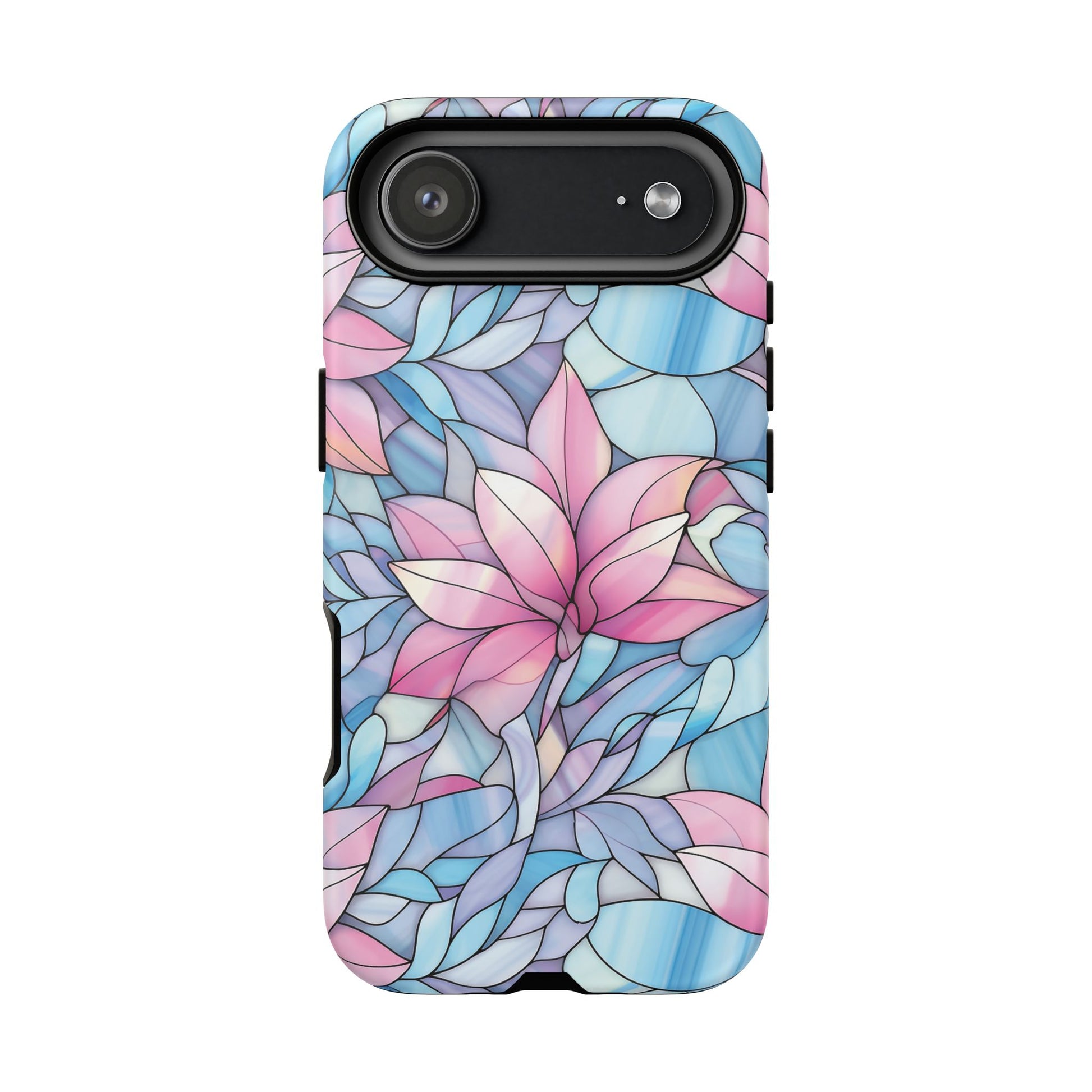 iPhone 17 Air phone case - Pink Flower Stained Glass