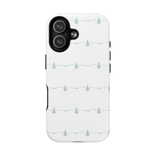 iPhone 17 magnetic case featuring a repetitive holiday tree and star pattern