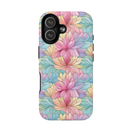 iPhone 17 magnetic phone case featuring stained glass botanical art