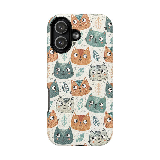 MagSafe compatible magnetic case for iPhone 17 with a Peek-a-Purr kitty pet design