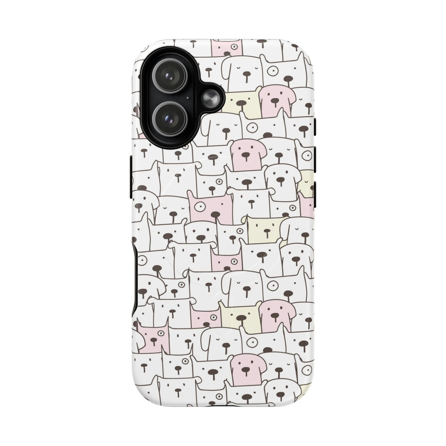 iPhone 17 magsafe phone case - Cute Yellow Pink Dogs Drawing