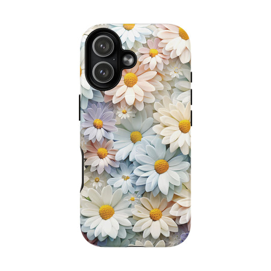 Pastel Daisies MagSafe compatible case with hidden magnetic charging ring for iPhone 17