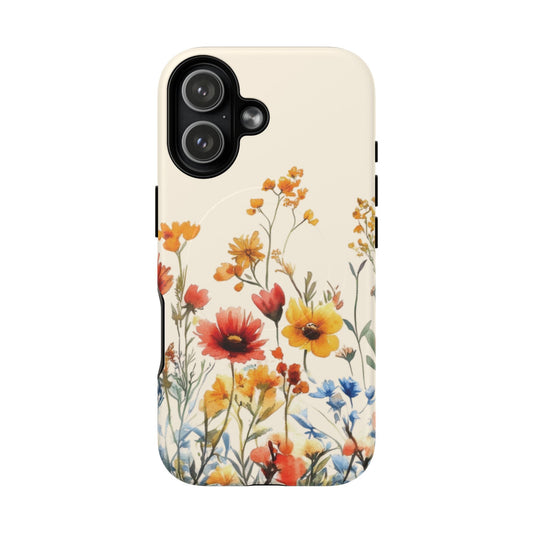 Soft touch matte watercolor floral MagSafe compatible case for iPhone 17 series