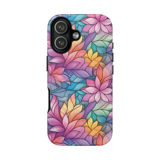 Floral Chroma tough case with colorful stained glass floral pattern for iPhone 17