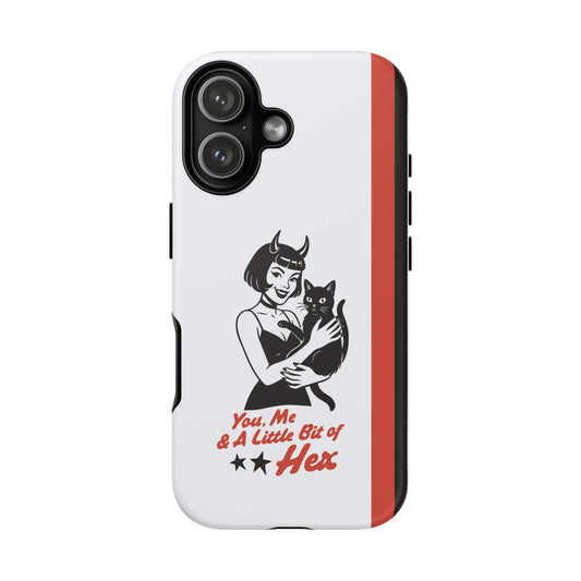 iPhone 17 tough phone case with Shadow Companion black cat and lady 3D full wrap art