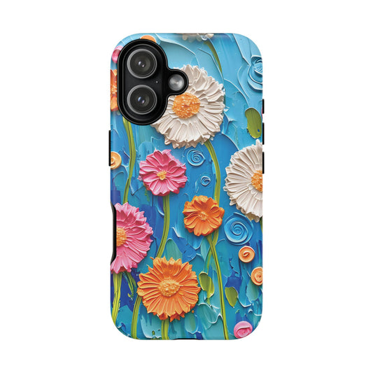 Painted Meadow iPhone 17 tough case with a vibrant multi color oil painting floral design