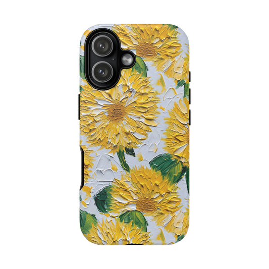 Golden Canvas tough case with rich sunflower oil painting art for iPhone 17