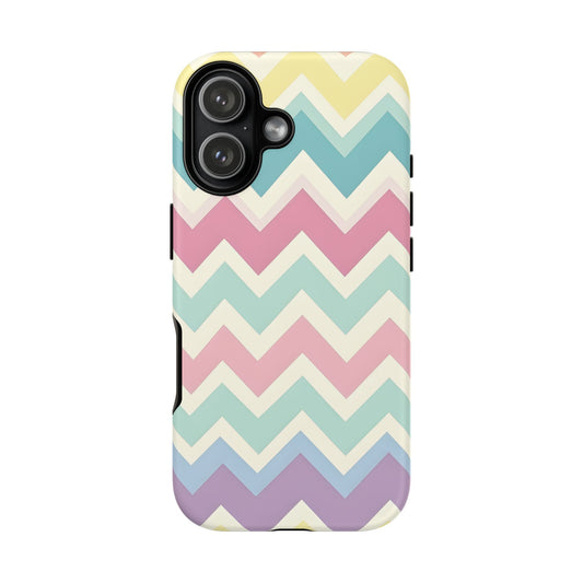 iPhone 17 Pastel Chevron tough case with a soft geometric zigzag pattern