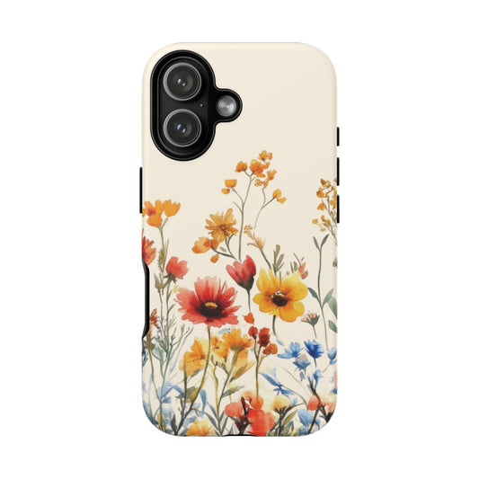 Blossom Whispers tough phone case with soft pink watercolor flower art for iPhone 17