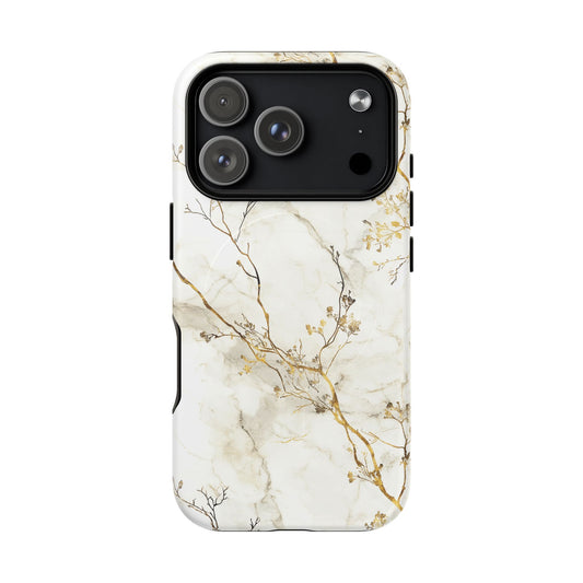 iPhone 17 Pro magsafe phone case - Gold Branches Marble