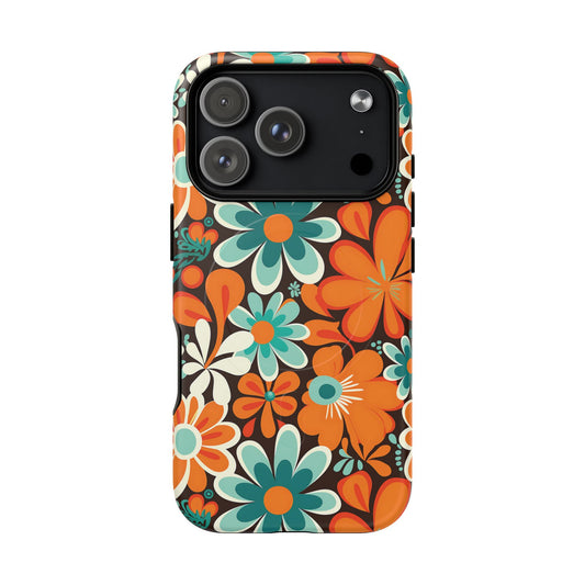 iPhone 17 Pro magsafe phone case - Retro Groovy Floral
