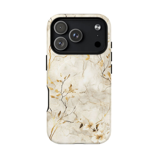 iPhone 17 Pro magsafe phone case - White Flora Marble