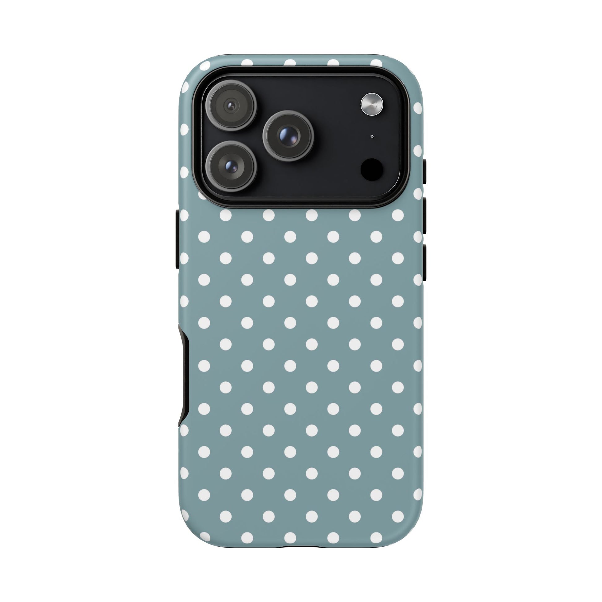 iPhone 17 Pro phone case - Dusty Blue Polka