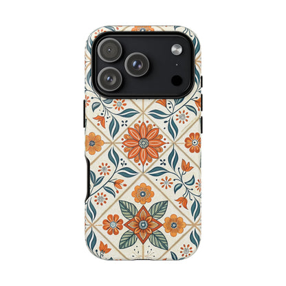 iPhone 17 Pro phone case - Tiles Floral Pattern