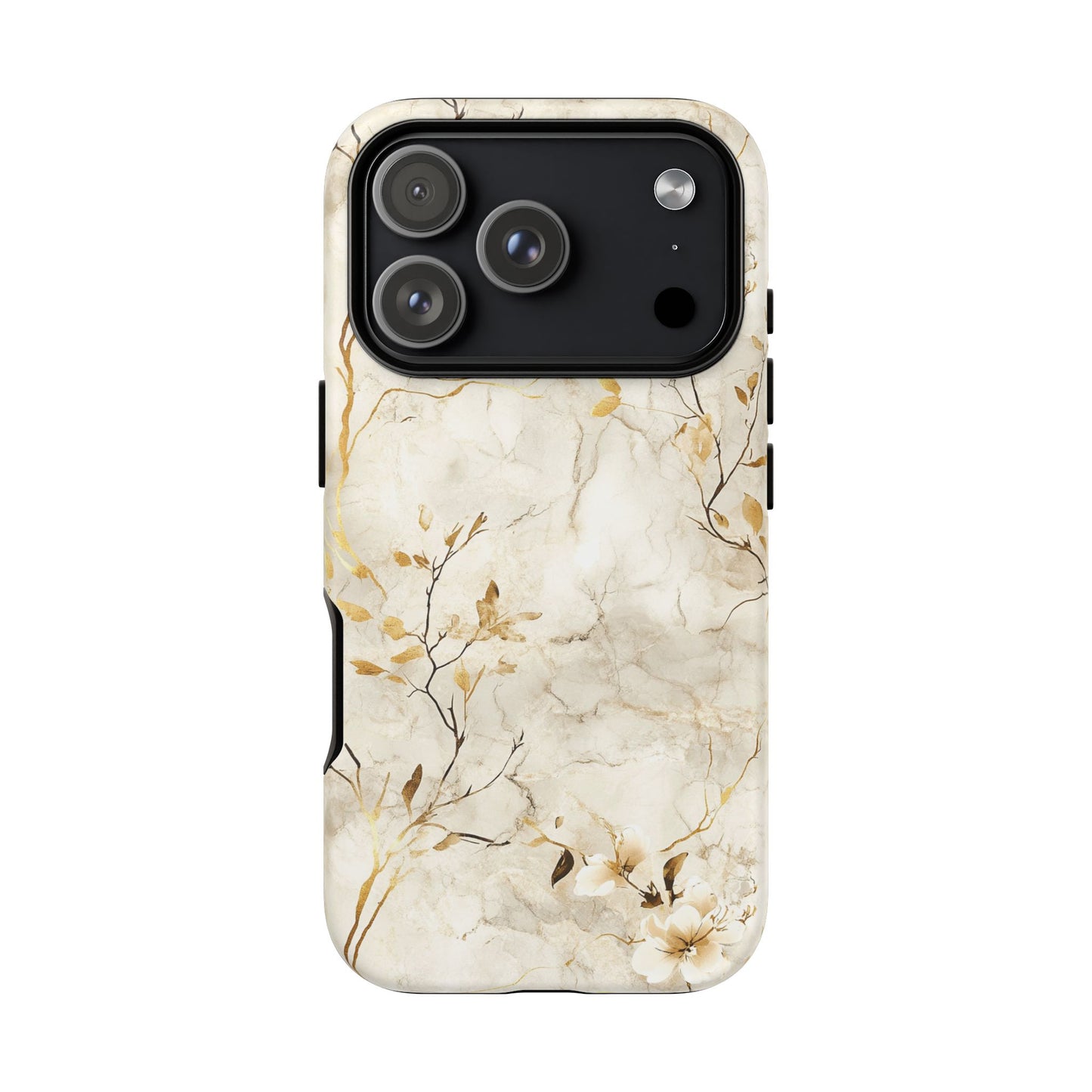 iPhone 17 Pro phone case - White Flora Marble
