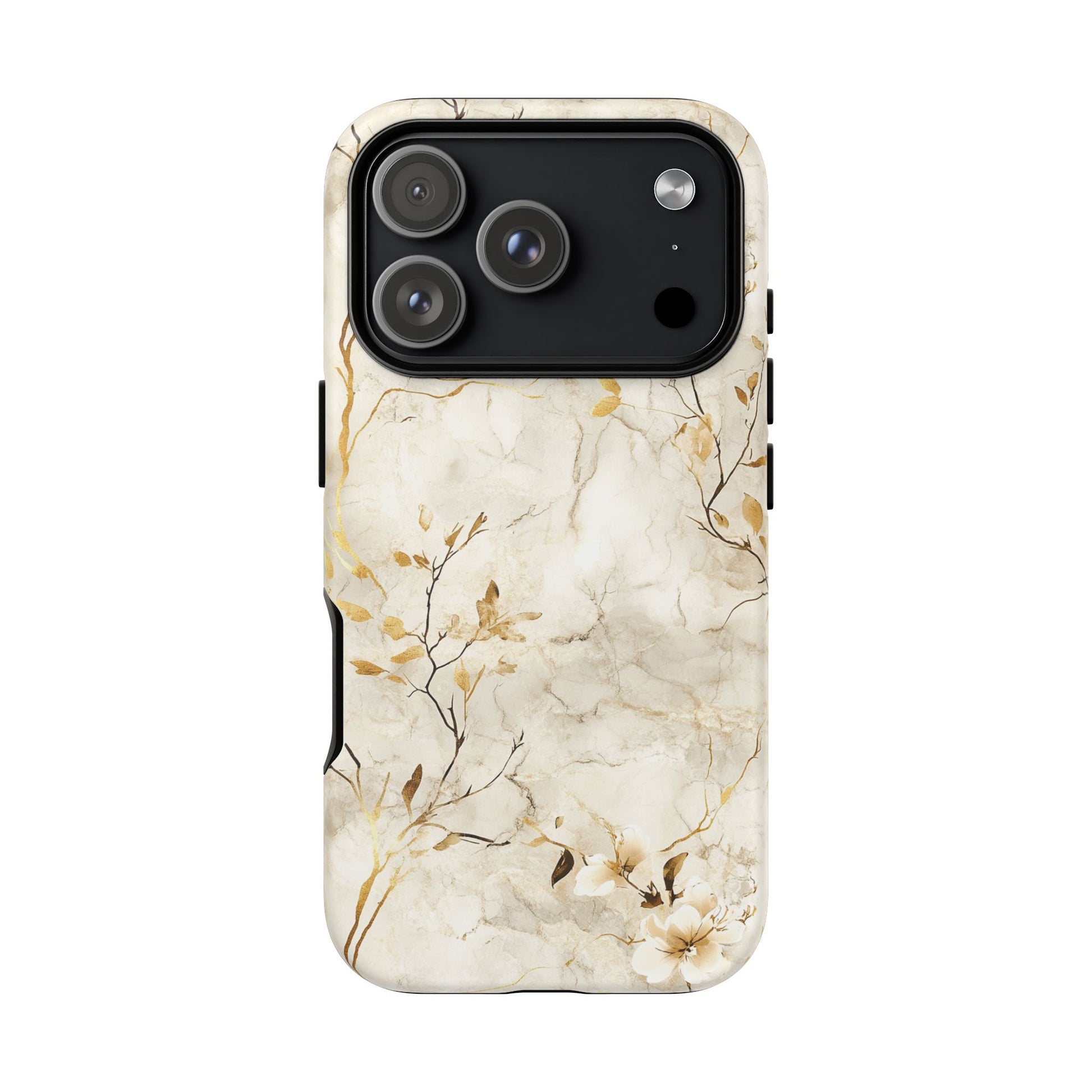 iPhone 17 Pro phone case - White Flora Marble