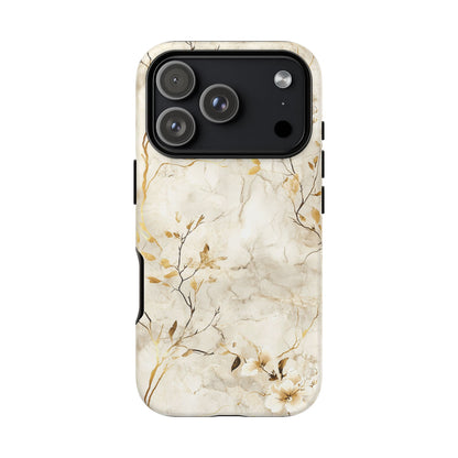 iPhone 17 Pro phone case - White Flora Marble
