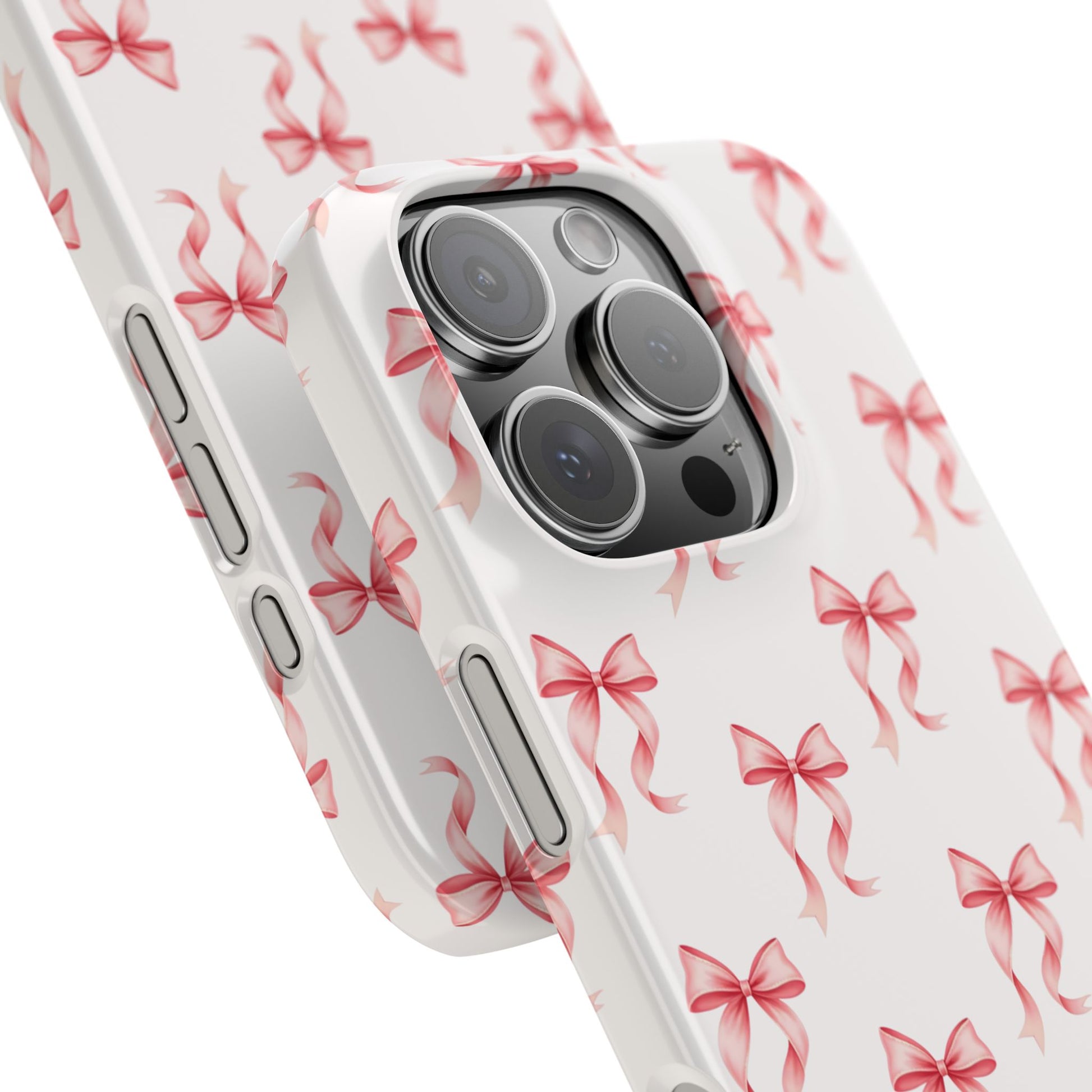 Lightweight Coquette aesthetic Snap Case with ribbon design