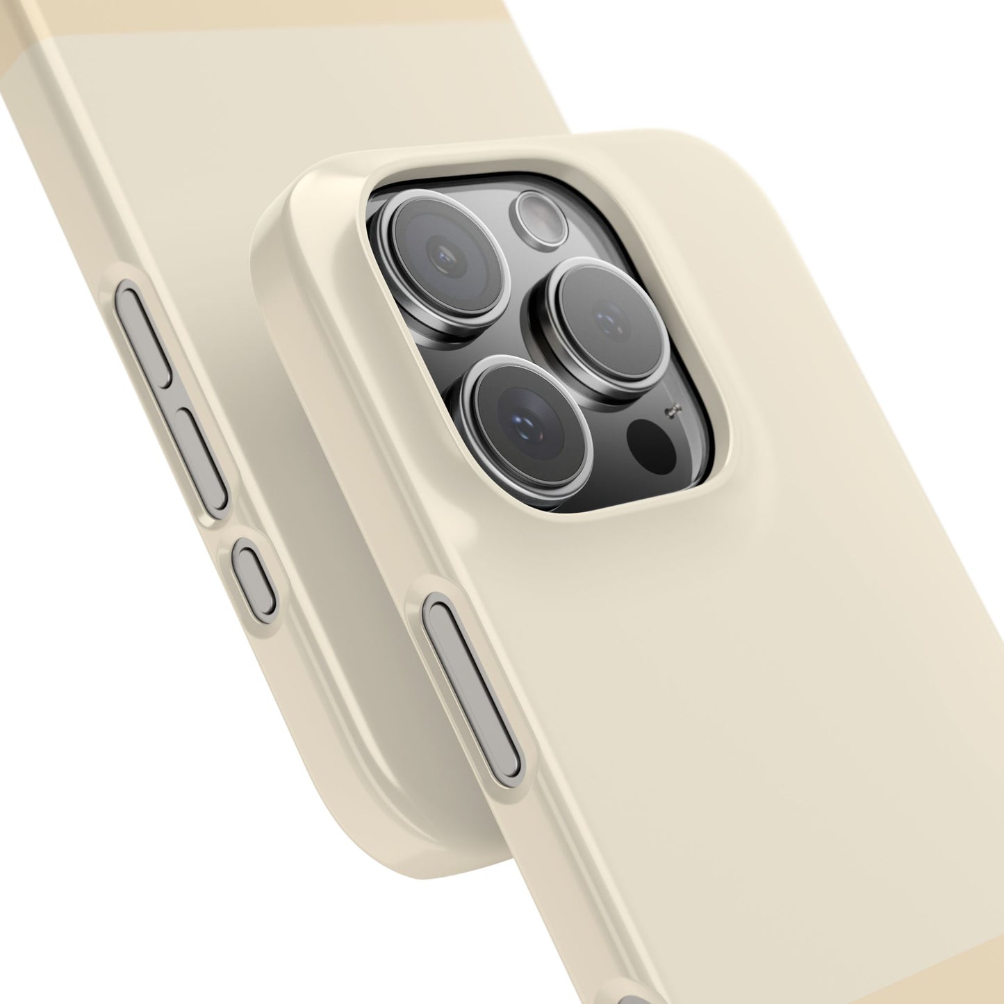 Lightweight polycarbonate case featuring beige and tan horizontal stripes