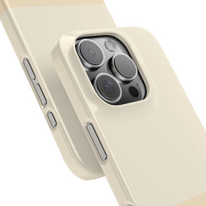 Lightweight polycarbonate case featuring beige and tan horizontal stripes