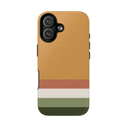 MagSafe compatible phone case with autumn earth tone color blocks