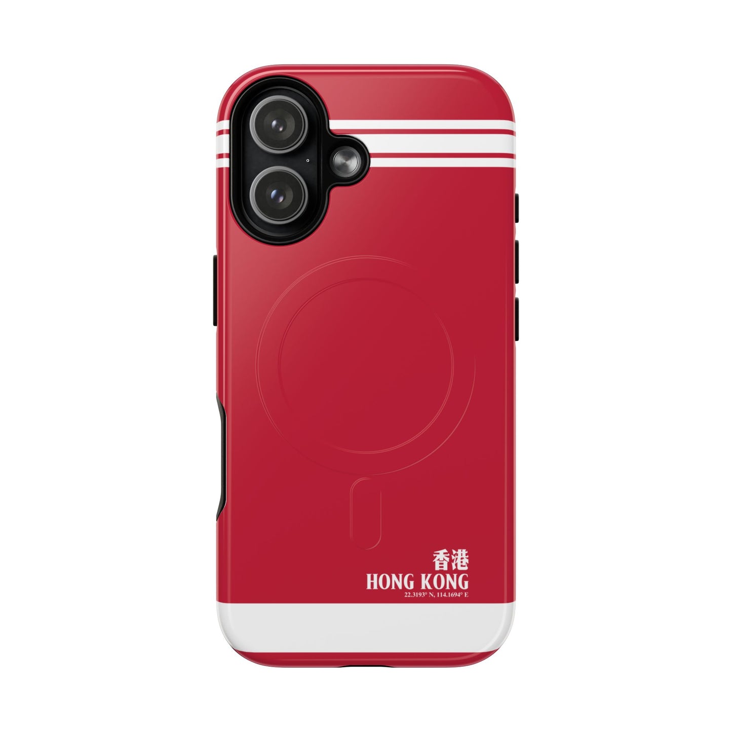 iPhone 17 MagSafe compatible phone case with bold red Hong Kong city design