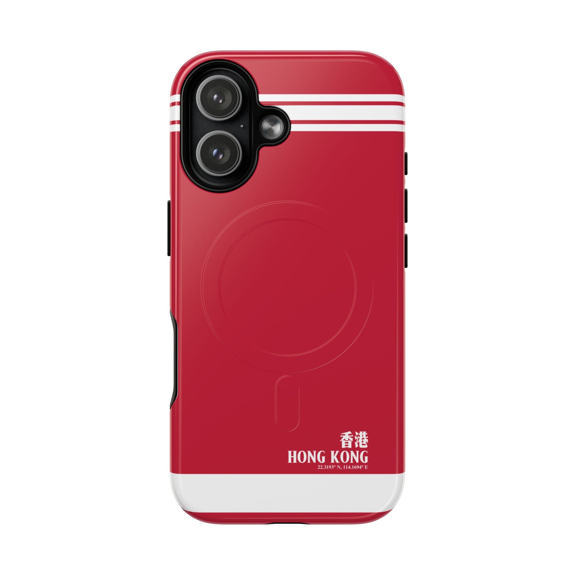 iPhone 17 MagSafe compatible phone case with bold red Hong Kong city design