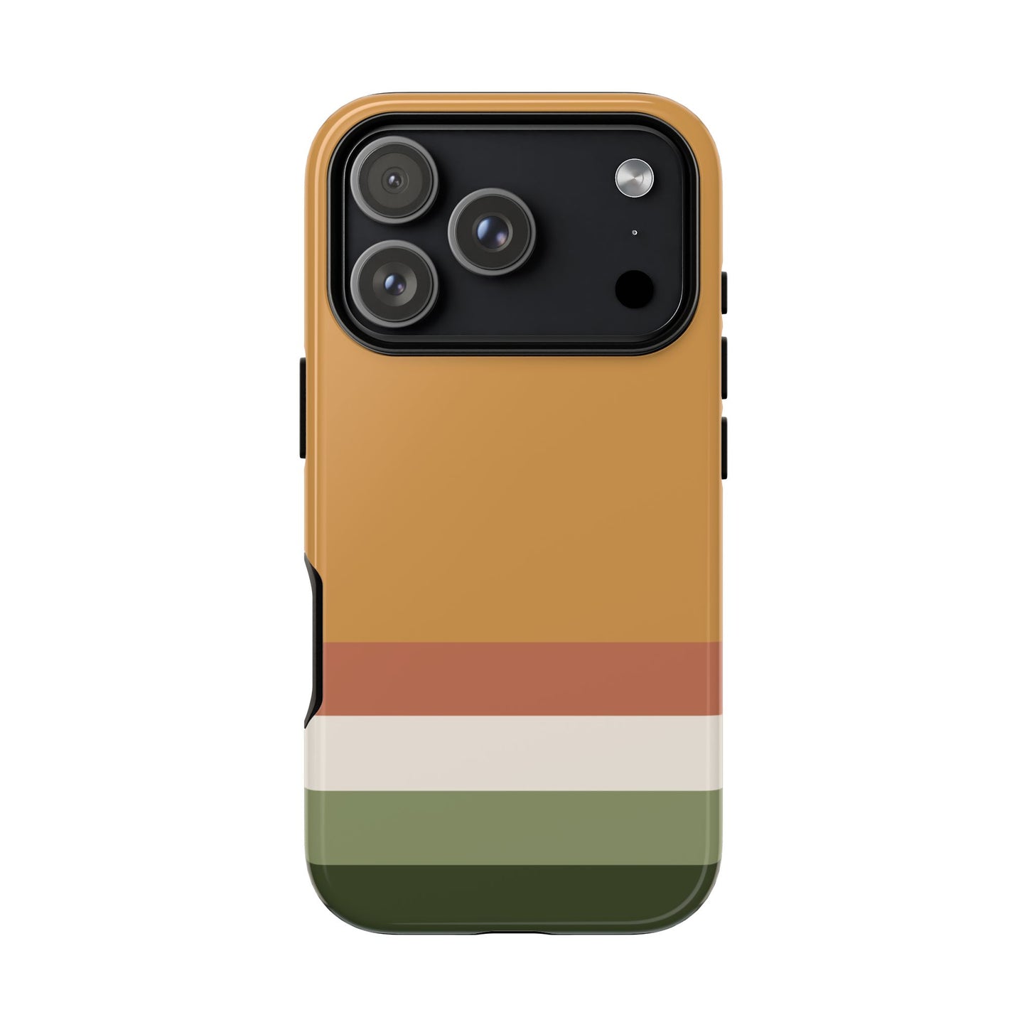 Ochre and terracotta color block tough case for a minimalist fall aesthetic